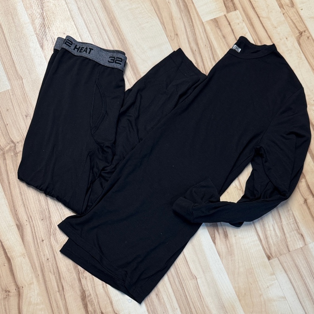 Black Thermal Base Layer Set with 'HEAT' Logo
